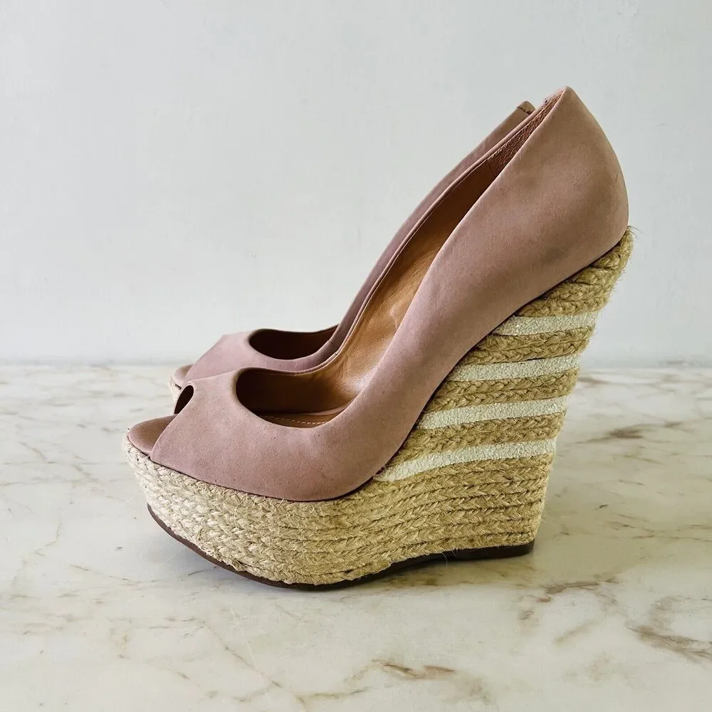 SCHUTZ Gabrielle Pink Wedge Platform Open Toe Pump - US 7